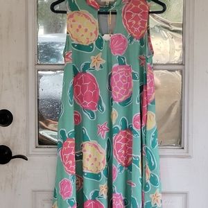 NWT Simply Southern dress green w/turtle print